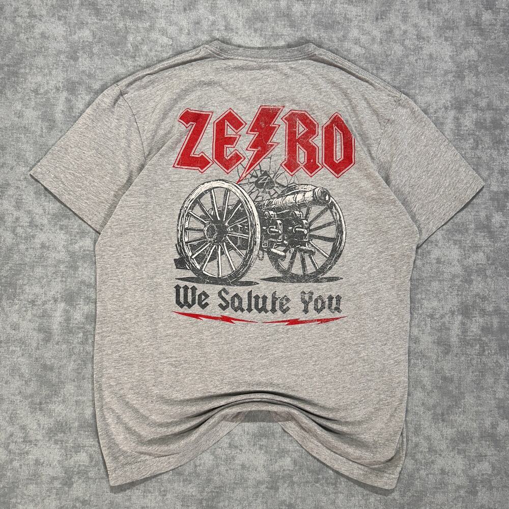 Zero Foxtrot "We Salute You" grey streetwear casual cannon graphic tshirt mens M